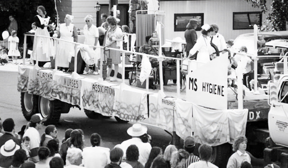 historic image of nurses in parade